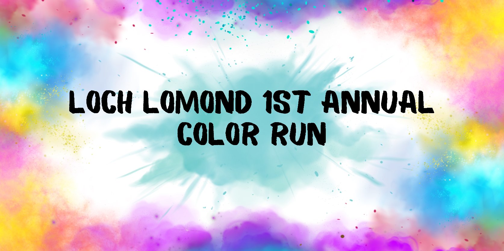 Colorful banner with color run text