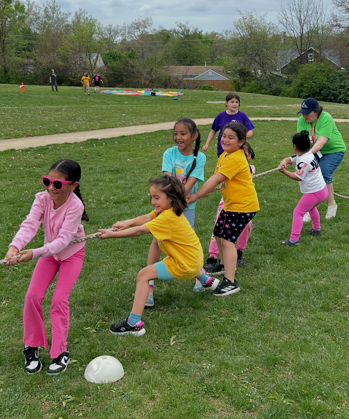 Girls pulling rope